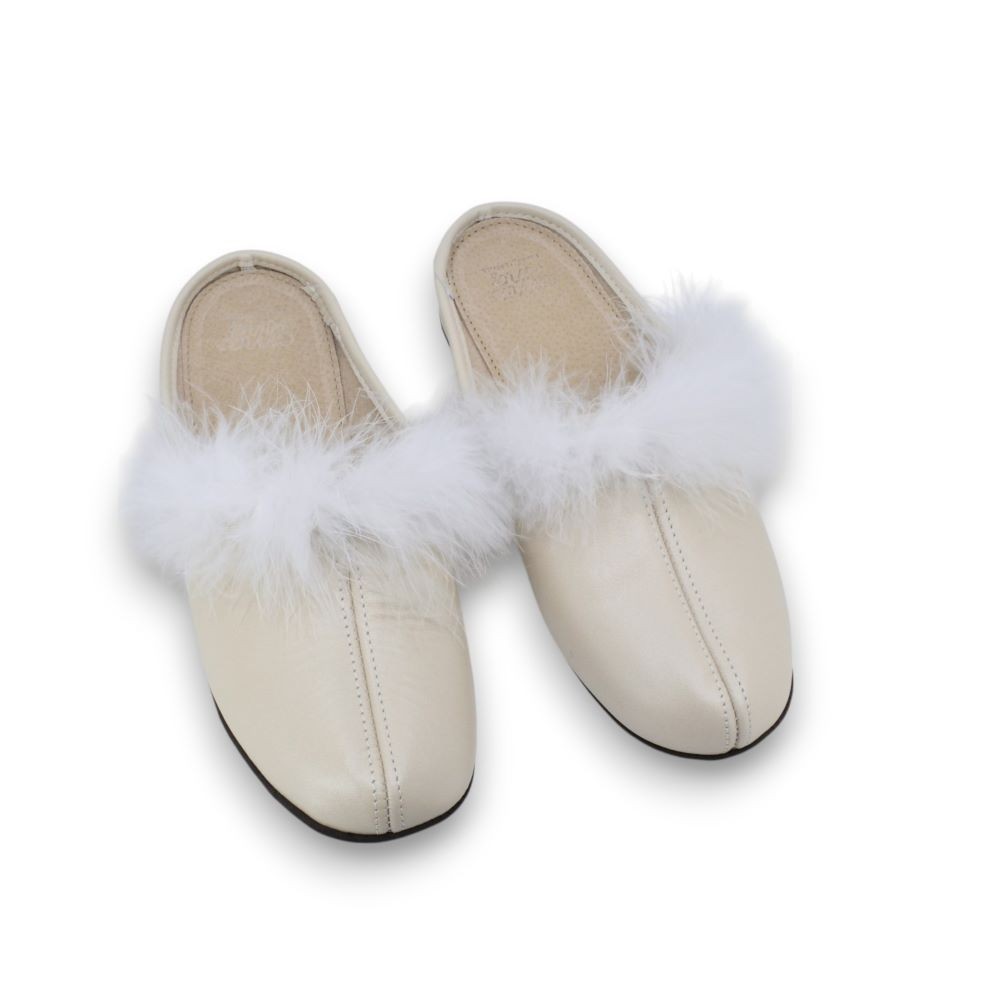 Trinity leather women’s slippers – Champagne - Image 2